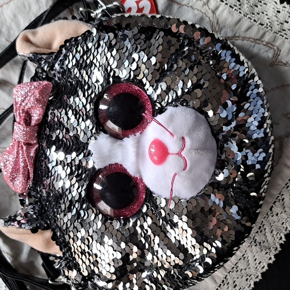 Cute Ty Kitty Cat Flip sequin purse - Picture 2 of 11